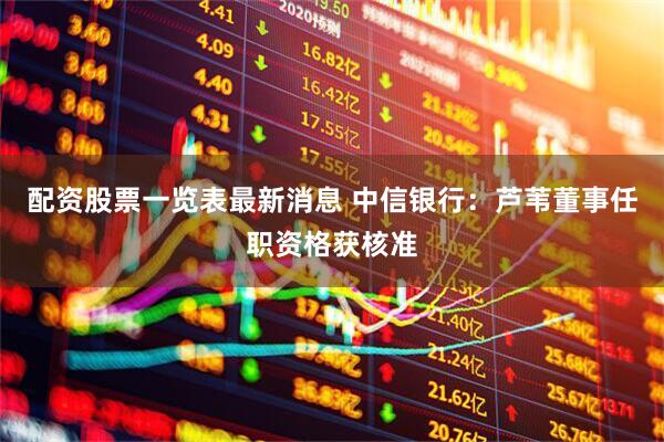 配资股票一览表最新消息 中信银行:芦苇董事任职资格获核准